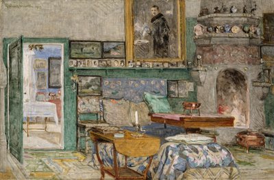 Pejsestuen fra kunstnerens hjem Leveld på Lysaker af Gerhard Munthe