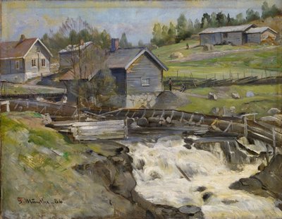 Vandfaldet ved Stange i Hedmark af Gerhard Munthe
