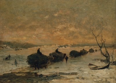 Kører hø over isen, sen vinter af Gerhard Peter Frantz Vilhelm Munthe