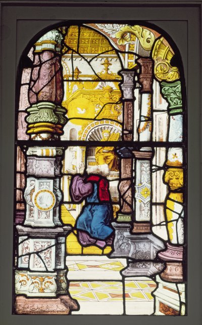 Simeon i templet, der ser Helligånden (glasmaleri) af Gerhard Remisch