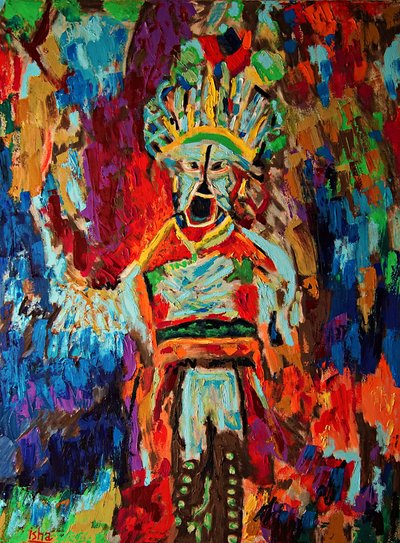 Inca Shaman, 2019 (olie på lærred) af Gerhardt Isringhaus