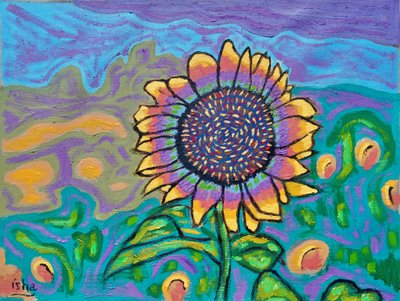 Joyous Sunflower I, 2024 (olie på lærred) af Gerhardt Isringhaus