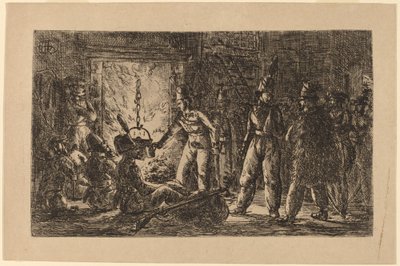Kosakker foran en pejs [recto] af Gerhardus Emaus de Micault