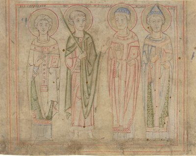 De hellige Cyprian, Vitus, Stephan og Cornelius af German 12th Century