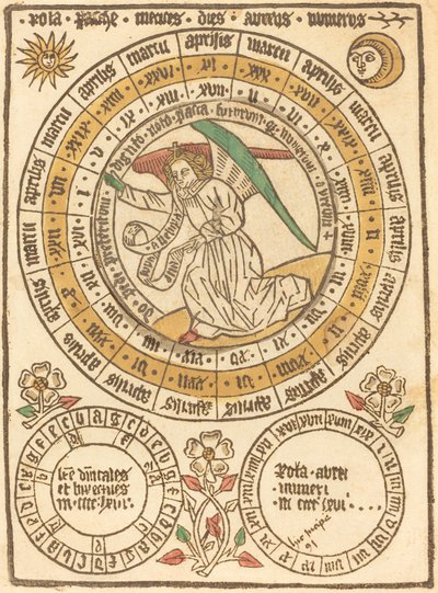 En påskekalender, der begynder med året 1466 af German 15th Century