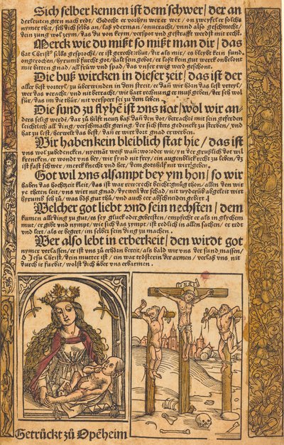 Bredside med to scener fra Kristi liv og groteske grænser af German 15th Century