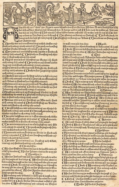 Kalender med Fødsel og tilbedelse af German 15th Century