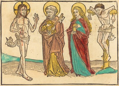 Kristus viser sine sår til Peter, Magdalene og den gode tyv af German 15th Century