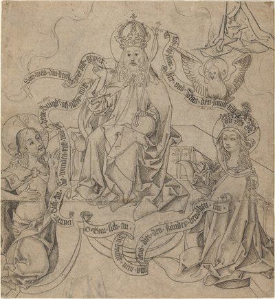 Kristus og Maria går i forbøn hos Gud Fader af German 15th Century
