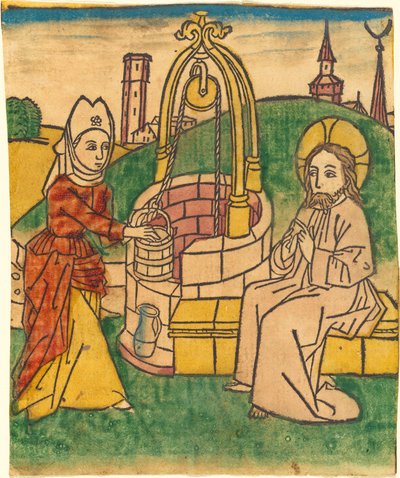 Kristus og Samarias kvinde af German 15th Century