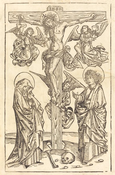 Kristus på korset med engle af German 15th Century