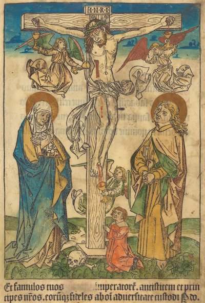 Kristus på korset med engle af German 15th Century