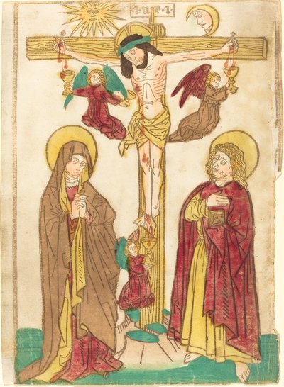 Kristus på korset med engle af German 15th Century