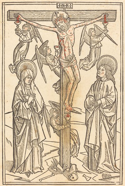 Kristus på korset med engle af German 15th Century
