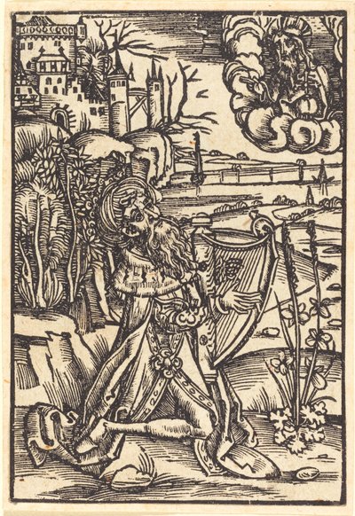 David spiller på harpe af German 15th Century