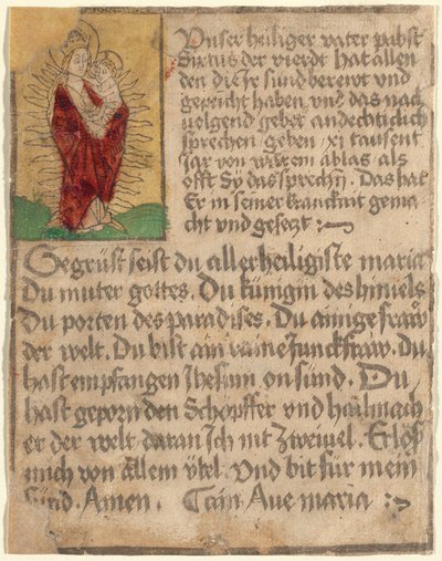 Madonna og barn i en herlighed med en nydelse og en bøn af German 15th Century