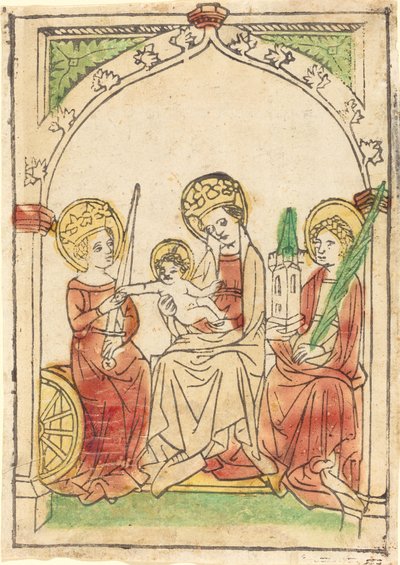 Madonna mellem de hellige Catherine og Barbara af German 15th Century