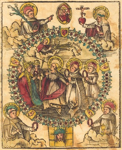 Madonna i rosenkrans med hellige af German 15th Century