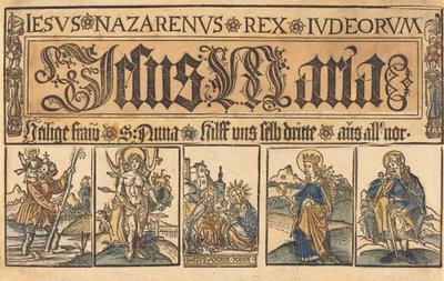 Sankt Anne, Madonnaen og barnet og de hellige Christopher, Sebastian, Clara og Roche af German 15th Century