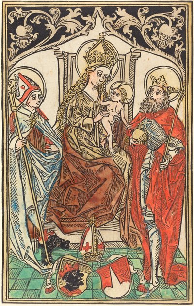 Madonnaen og barnet på tronen med de hellige Corbinian og Sigismund af German 15th Century