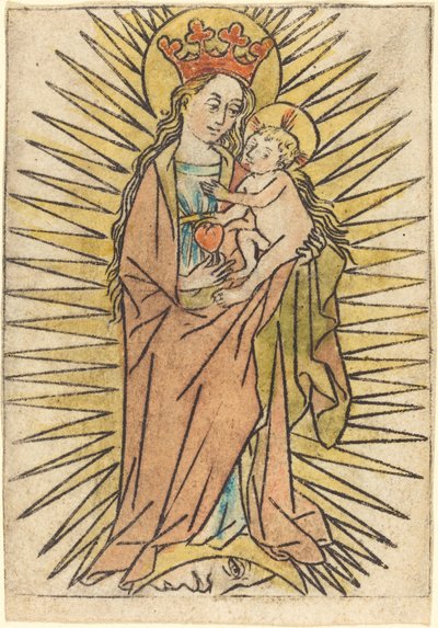 Madonnaen og barnet med en pære af German 15th Century