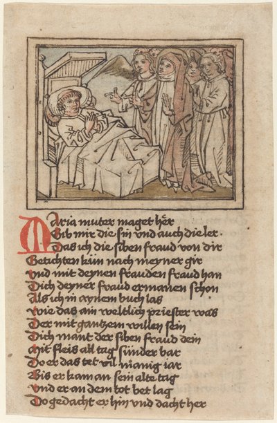 Jomfruen viser sig for en døende præst af German 15th Century