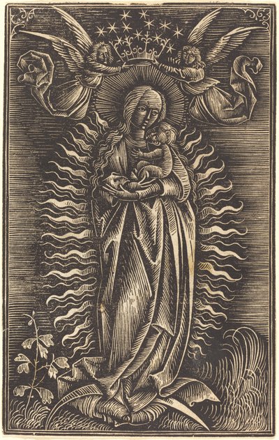 Jomfruen kronet af to engle af German 15th Century