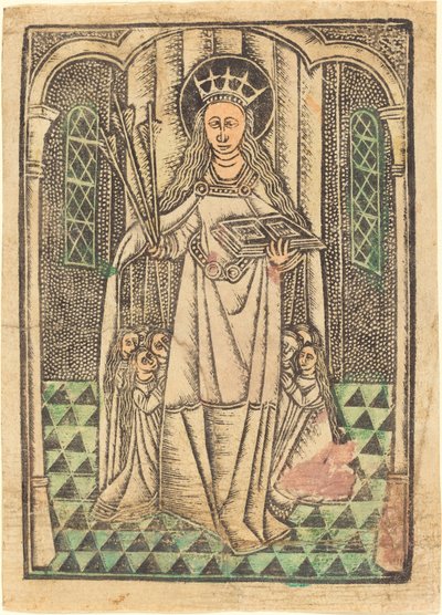 Sankt Ursula som beskytter af German 15th Century or Master of the Protective Saints of Cologne