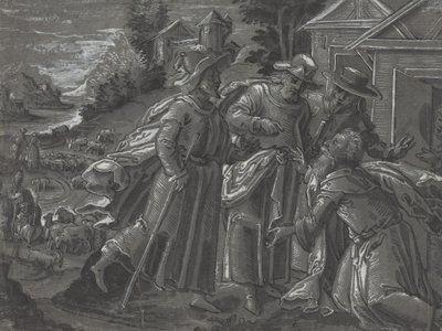 Abraham underholder englene [verso] af German 16th Century