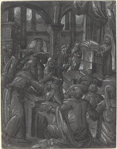 Kristus strides med lægerne af German 16th Century