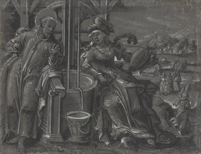 Kristus og kvinden i Samaria [verso] af German 16th Century
