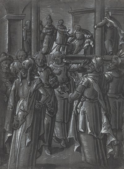 Ypperstepræsten foran Pilatus [verso] af German 16th Century
