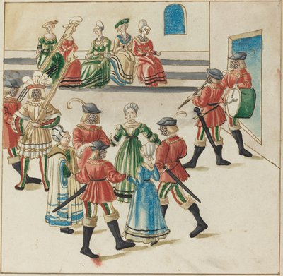 Tre par i en cirkeldans af German 16th Century