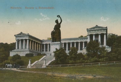 Bavaria-statuen og Ruhmeshalle, München. Postkort sendt i 1913. af German Photographer