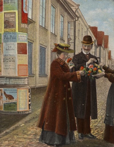 Par køber blomster (chromolitho) af German Photographer