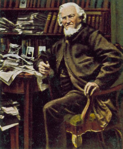 Hoffmann von Fallersleben, tysk digter (farvelagt foto) af German Photographer