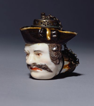 En Meissen portrætrørskål modelleret som Schmiedels hoved, ca. 1750 (porcelæn) af German School