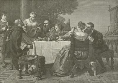 A fete at the house of Titian  af German School