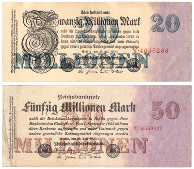 En tyve og halvtreds millioner mark sedler, 1923 af German School