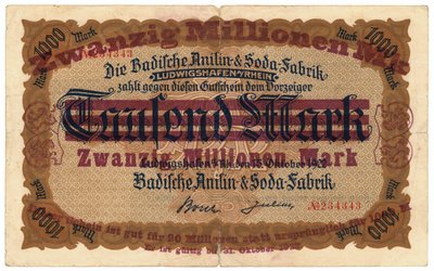 En seddel på tyve millioner mark, 1922 af German School