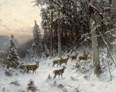 En vinteraften i Schwarzwald, ca. 1880 af German School