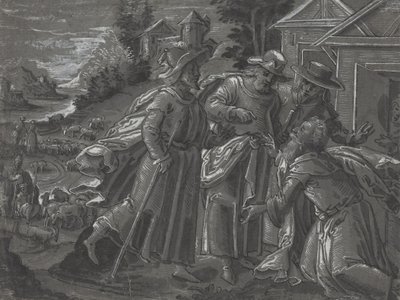 Abraham underholder englene [bagside], ca. 1600 (pen og blæk) af German School