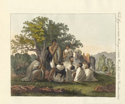 Abessiniere hviler under deres rejse (farvet indgravering) af German School