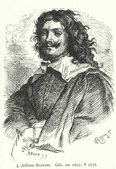 Adriaen Brouwer, flamsk barokmaler (stik) af German School