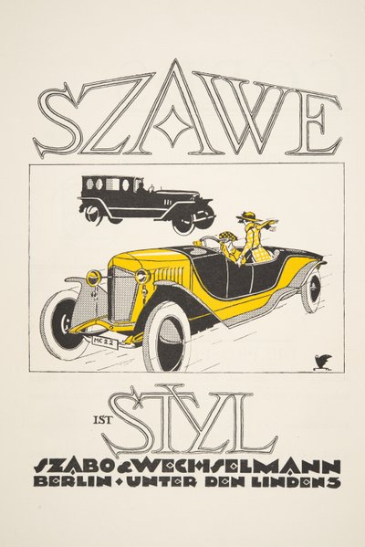 Annonce for Szawe (Szabo & Wechselmann), fra Styl, pub.1922 (pochoir print) af German School