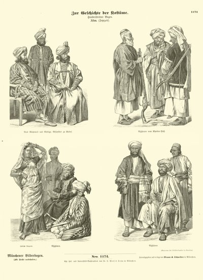 Afghan costumes, 19th Century  af German School
