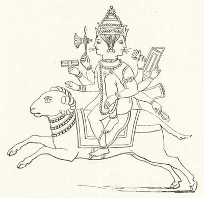 Agni, hinduistisk ildgud (Enjiraving) af German School