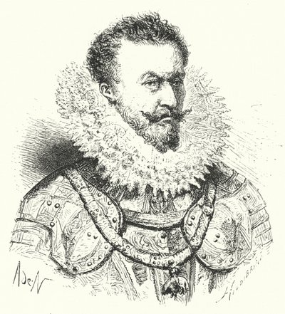 Alexander Farnese, hertug af Parma, guvernør for det spanske Holland (gravering) af German School