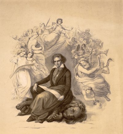 Allegorisk portræt af Ludwig van Beethoven (1770-1827) af German School