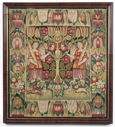 Allegorisk gobelinpudebetræk, Nordtyskland, sandsynligvis Hamborg, ca. 1600-50 af German School